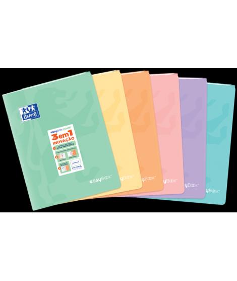 Oxford Easybook A4 Libreta Grapada - Tapa de Plastico Resistente - 1 Linea con 2 Margenes - 48 Hojas de Papel Pastel