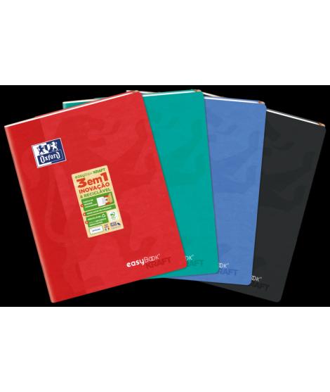 Oxford Easybook Kraft A4 - Tapa Blanda - Libreta Grapada - 1 Linea con 2 Margenes - 48 Hojas - Colores Surtidos