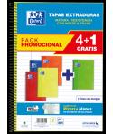 Oxford School Classic Write&Erase Pack 4+1 Fº - Cuaderno Espiral - Tapa Extradura - 1 Linea con Margen - 80 Hojas - Colores Surt