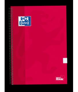 Oxford School Classic Cuaderno Espiral Tapa Extradura Write&Erase - Folio 4x4 con Margen - 80 Hojas - Color Rojo