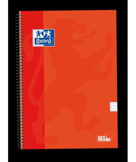 Oxford School Classic Cuaderno Espiral Tapa Extradura Write&Erase - Folio 4x4 con Margen - 80 Hojas - Color Naranja