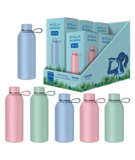 Dohe Expositor de 6 Botellas Reutilizables 3x 500ml y 3x 350ml - Acero Inoxidable de Doble Pared - Libre de BPA - Tapon Hermetic