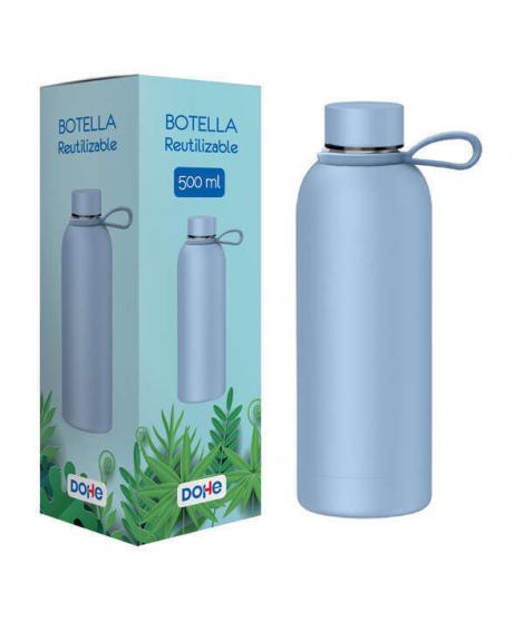 Dohe Botella Reutilizable 500ml - Acero Inoxidable de Doble Pared - Libre de BPA - Tapon Hermetico Antigoteo de Acero Inoxidable