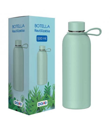 Dohe Botella Reutilizable 500ml - Acero Inoxidable de Doble Pared - Libre de BPA - Tapon Hermetico Antigoteo de Acero Inoxidable