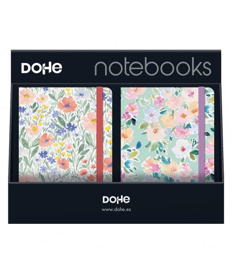 Dohe Expositor con 12 Notebooks A5 12x17cm - Incluye 3x Sunflower, 3x Kitty, 3x Summer y 3x Garden - Ideal para Tomar Notas, Dib