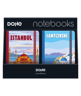 Dohe Expositor con 12 Notebooks Tamaño A5 - 12x17cm - Incluye Notebooks de Santorini, Montecarlo, Italy e Istambul - Ideal para 