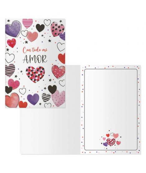 Dohe Tarjeta de Felicitacion de San Valentin - 11.5x17cm - Impresas a Todo Color - Estampaciones con Pelicula de Color - Estampa