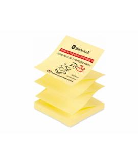 Bismark Taco de 100 Notas Adhesivas Zig-Zag 76x76mm - Adecuado para Dispensadores - Color Amarillo