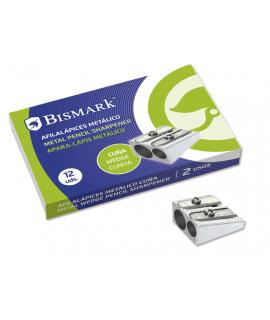 Bismark Afilalapiz Metalico Doble para Lapices Normales o Gruesos - Color Acero