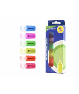 Bismark Pack de 6 Mini Marcadores Fluorescente Neon - Alta Visibilidad - Tinta de Secado Rapido - Punta Resistente - Ideal para 