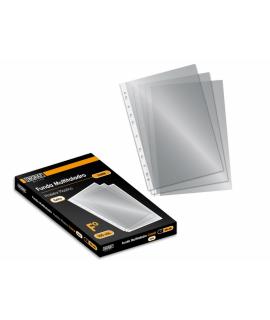 Ingraf Pack de 100 Fundas Multitaladro Folio Transparentes - Acabado en Cristal