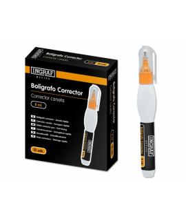 Ingraf Boligrafo Corrector 8ml - Punta Metalica Fina - Secado Rapido - Forma Ergonomica