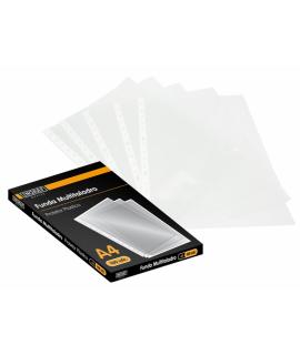 Ingraf Pack de 100 Fundas Multitaladro A4 Transparentes 70 Micras - Acabado Granulado