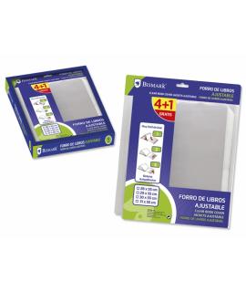 Bismark Pack de 4+1 Forralibros Ajustable 28x55cm - Ideal para Uso Escolar - Transparente