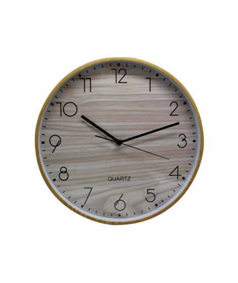 Bismark Reloj Oficina Marco Efecto Madera - Marco Plastico - Lente de Cristal - Manecillas de Aluminio - Esfera de PVC - Color M