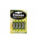 Cegasa Super Alkaline Pack de 4 Pilas LR6 AA -  Alto Rendimiento - Fiabilidad - Tecnologia Avanzada