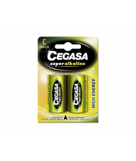 Cegasa Super Alcaline LR14 Blister 2 Unidades - Alta Tecnologia - Fiabilidad - Elevado Rendimiento - Maximas Prestaciones - Colo