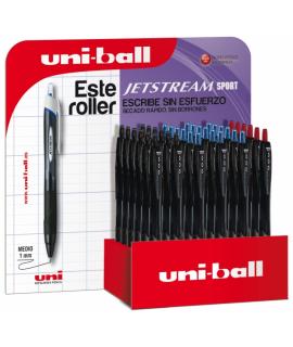 Uni-ball JetStream Sport SXN-157/3D Expositor de 36 Boligrafos Retractiles - Punta de Bola 0.7mm - Tinta Pigmentada Resistente a