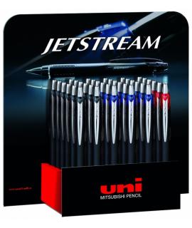 Uni-ball JetStream SXN-210 Expositor de 36 Boligrafos Retractiles - Punta de Bola 1mm - Tinta Pigmentada Resistente al Agua y Lu