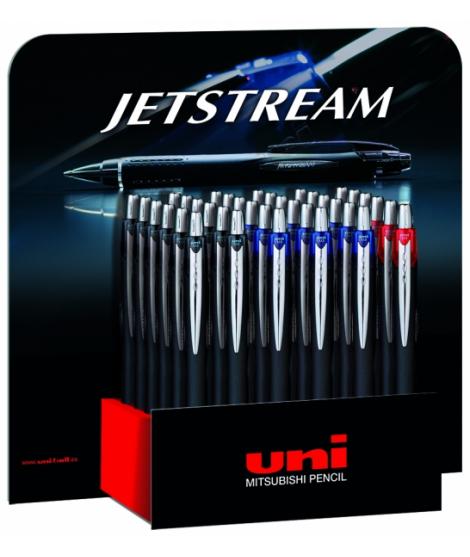 Uni-ball JetStream SXN-210 Expositor de 36 Boligrafos Retractiles - Punta de Bola 1mm - Tinta Pigmentada Resistente al Agua y Lu