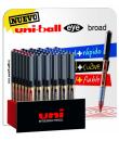 Uni-ball UB-150-10 Eye Broad Expositor de 36 Boligrafos de Tinta Liquida - Punta de Bola 1mm - Tinta Resistente al Agua y Luz - 