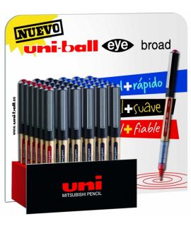 Uni-ball UB-150-10 Eye Broad Expositor de 36 Boligrafos de Tinta Liquida - Punta de Bola 1mm - Tinta Resistente al Agua y Luz - 