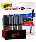 Uni-ball UB-150 Eye Broad Expositor de 36 Boligrafos de Tinta Liquida - Punta de Bola 1mm - Tinta Resistente al Agua y Luz - Sis