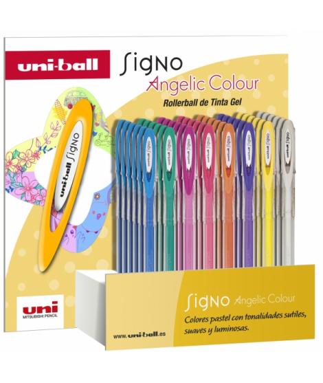 Uni-ball UM-120AC Signo Angelic Expositor de 48 Rollers de Tinta Gel - Punta de Bola 0.7mm - Tinta Resistente al Agua y Luz - Es