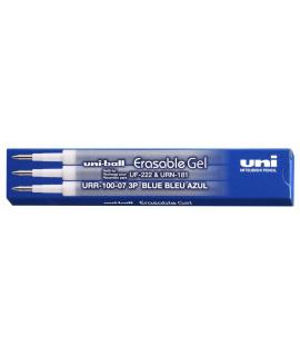 Uni-ball UF-220 Caja de 3 Recambios de Gel Borrable URR-100-07 - Punta 0.7mm - Color Azul