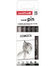 Uni-ball PIN Pack de 5 Rotuladores Calibrados Comics - Punta Poliacetal - Tinta Pigmentada Resistente al Agua y Luz - Color Surt