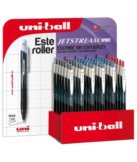 Uni-ball JetStream Sport SXN-150/3D Expostor de 36 Boligrafos Retractiles - Punta de Bola 1mm - Tinta Pigmentada Resistente al A