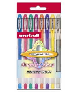 Uni-ball Signo Angelic Pack de 8 Rollers de Tinta Gel - Punta de Bola 0.7mm - Tinta Resistente al Agua y Luz - Escribe en Papel 