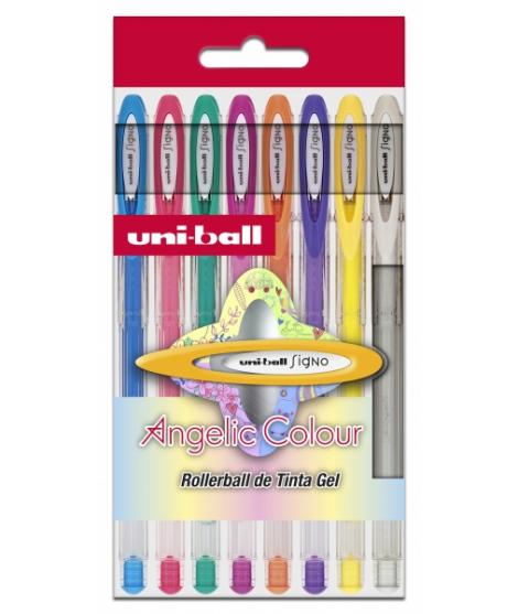 Uni-ball UM-120 AC Signo Angelic Estuche de 8 Rollers de Tinta Gel - Punta de Bola 0.7mm - Tinta Resistente al Agua y Luz - Escr