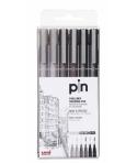 Uni-ball Uni Pin Pack de 6 Rotuladores Calibrados 0.1, 0.5 - Punta Poliacetal - Tinta Pigmentada Resistente al Agua y Luz - Idea