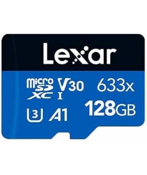 Lexar 633x UHS-I Tarjeta de Memoria microSDXC 128GB con Adaptador SD - Velocidades de Lectura hasta 100MB/s - Escritura hasta 45