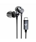 Energy Sistem Metallized Auriculares con cable Tipo C - Microfono - Controlador de 3 Botones - Funda de Transporte - Color Negro