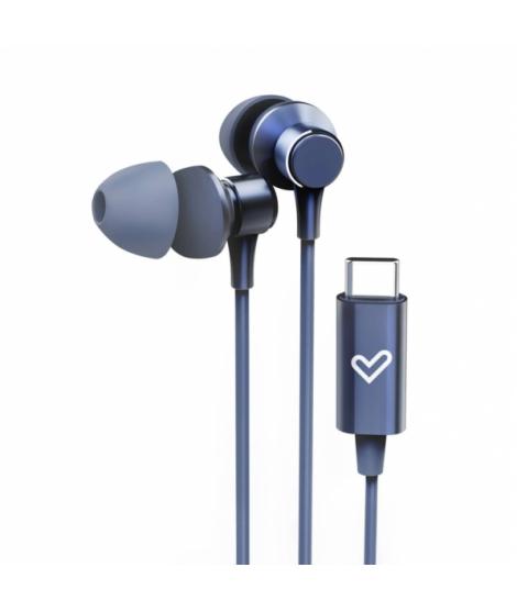 Energy Sistem Metallized Auriculares con cable Tipo C - Microfono - Controlador de 3 Botones - Funda de Transporte - Color Azul