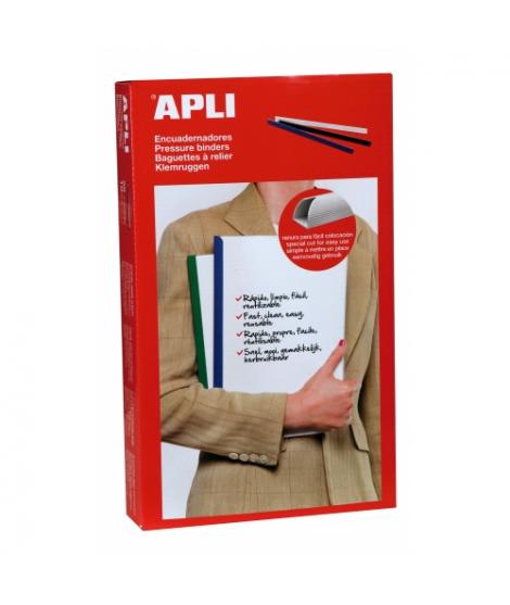 Apli Pack de 50 Encuadernadores Deslizantes - Facil y Rapido - Ranura para Insercion - Capacidad 100 Hojas - Color Blanco