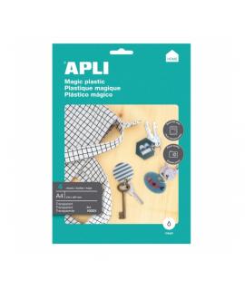 Apli Pack de 4 Hojas de Plastico Magico Imprimible - Apto para Impresoras Inkjet - Transforma Diseños en 3D - Ideal para Colgant