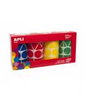 Apli Pack de 4 Rollos de Gomets Adhesivo Permanente - Formas Geometricas - Ideal para Guarderias - Desarrollo Psicomotor - Alta 