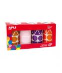 Apli Pack de 4 Rollos de Gomets Adhesivo Permanente - Formas Variadas - Fomenta Psicomotricidad y Creatividad - Adhesivo Base Ag