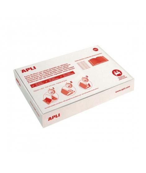 Apli Caja de 100 Fundas Transparentes de PVC - Solapa Autoajustable - Facil Forrado en 3 Pasos - Eco-Friendly