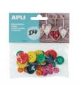 Apli Botones de Madera - Ideales para Costura, Artesania y Scrapbooking - Colores Surtidos