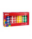 Apli Pack de 4 Rollos de Gomets Redondos - Adhesivo Permanente - 7.080 Gomets - Ideal para Guarderias - Adhesivo Base Agua - Lib