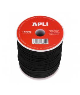 Apli Bobina de Cuerda Elastica - Duradera - Flexible - Facil de Cortar y Atar - Ideal para Manualidades - Color Negro