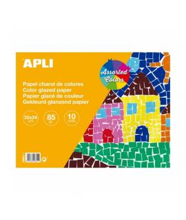 Apli Bloc de Papel de Charol - 85gr - 10 Hojas - Ideal para Manualidades, Scrapbooking, Papiroflexia - Colores Surtidos