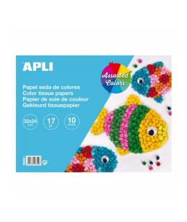 Apli Bloc de Papel de Seda - 10 Hojas - Ideal para Manualidades y Papiroflexia - Colores Surtidos