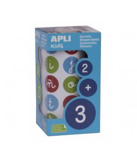 Apli Rollo de Gomets Redondos ABC Adhesivo Removible - Letras Minusculas y Signos - 900 Gomets - Fomenta Aprendizaje y Concentra