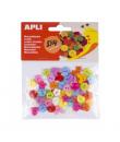 Apli Pack de 60 Botones de Plastico Surtidos - Formas Diversas - Ideales para Costura y Manualidades - Colores Surtidos