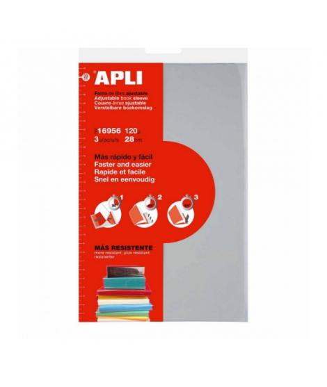 Apli Pack de 3 Fundas Transparentes de PVC - Solapa Autoajustable - Facil Aplicacion - Eco-Friendly